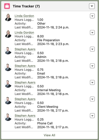 Time tracker and activity log